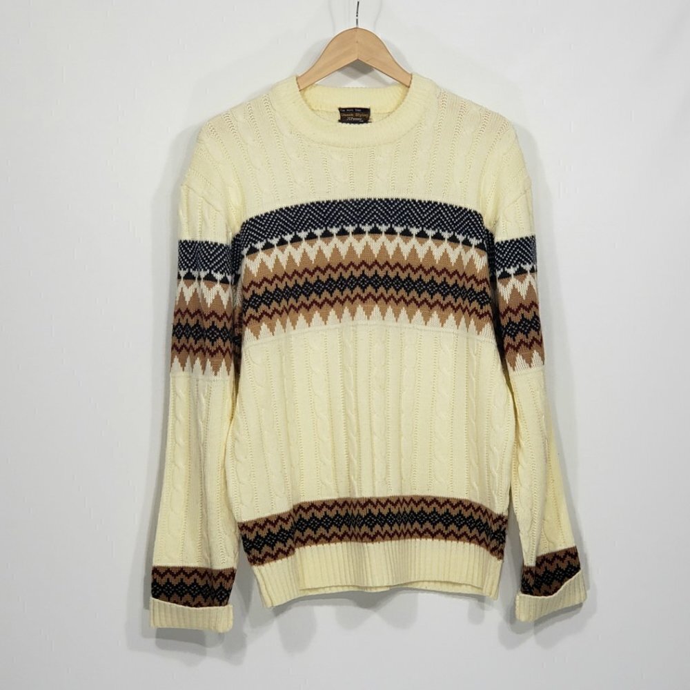 Vintage JC Penney Classic Styling Cable Knit Sweater Men's Size L